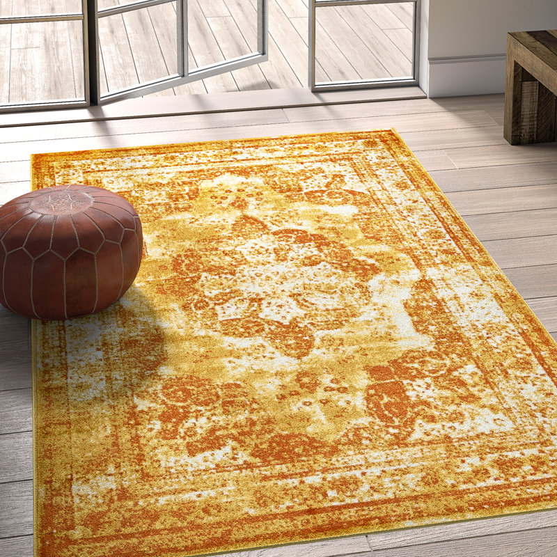Mistana™ Brandt Performance Yellow/Orange Rug & Reviews Wayfair